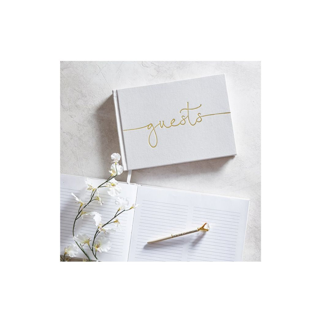 White and Gold Guest Book