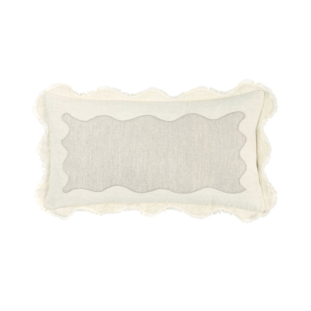 Applique Beige/ Ivory Lumbar Pillow