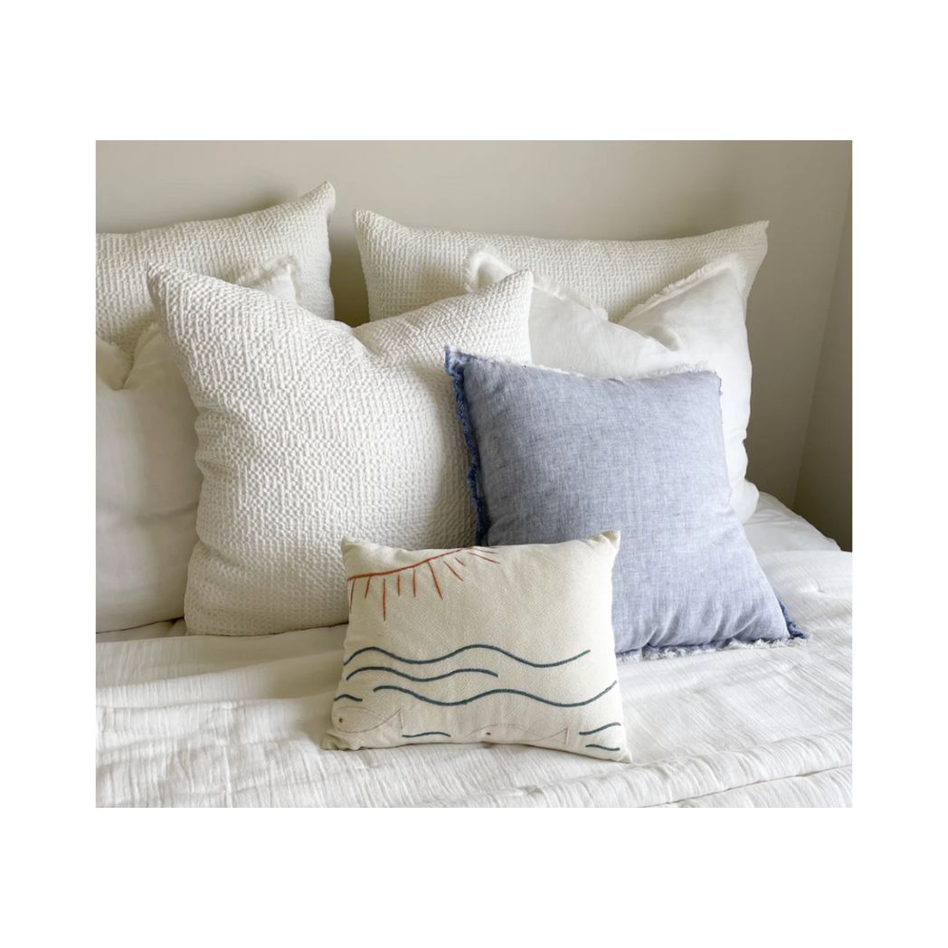 26x26 White Cotton Waffle Weave Down Pillow