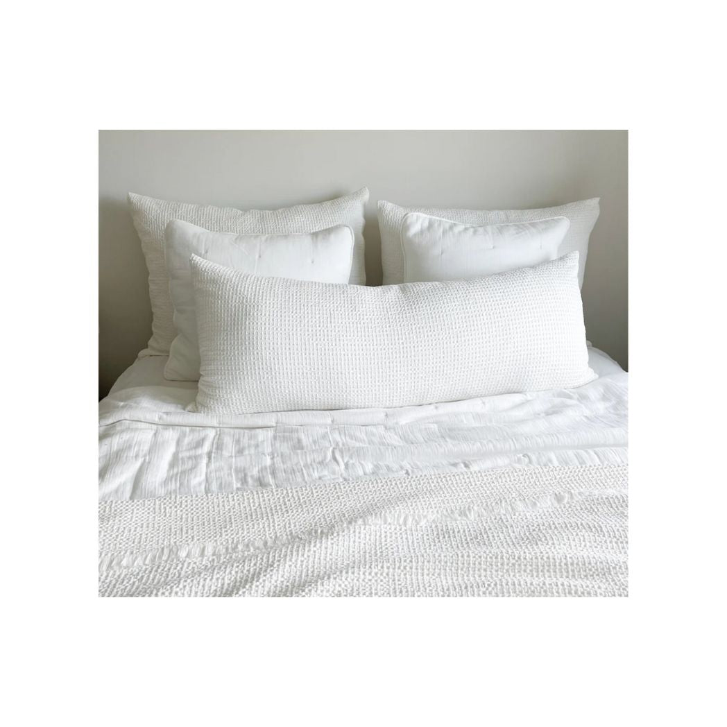 20x54 White Cotton Waffle Weave Body Pillow