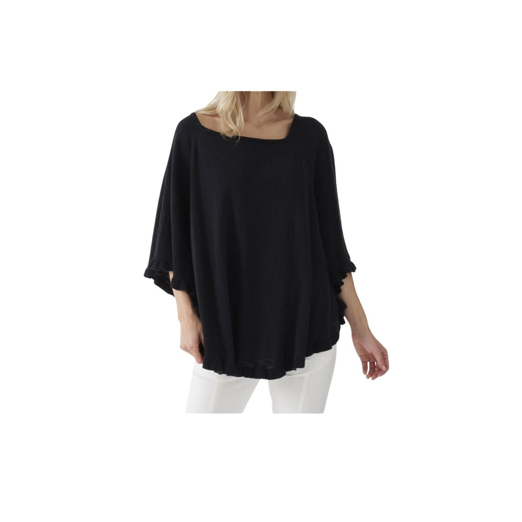 Ruffled Sweater Poncho (Available in 2 Colors)