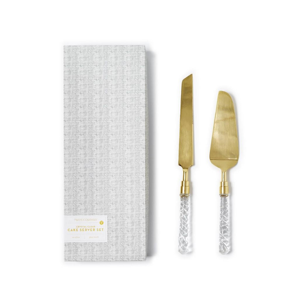 Crystal Cake Server Set of 2