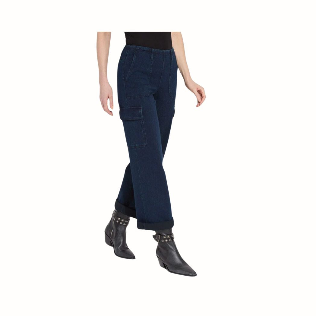 High Waist Cuffed Cargo Jeans