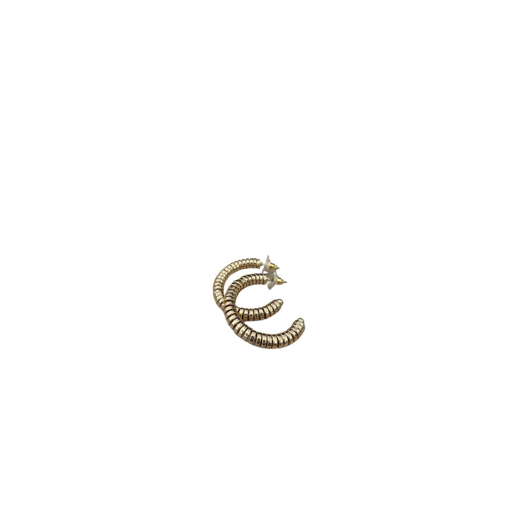 Gold Rondelle Lined post Hoop Earrings