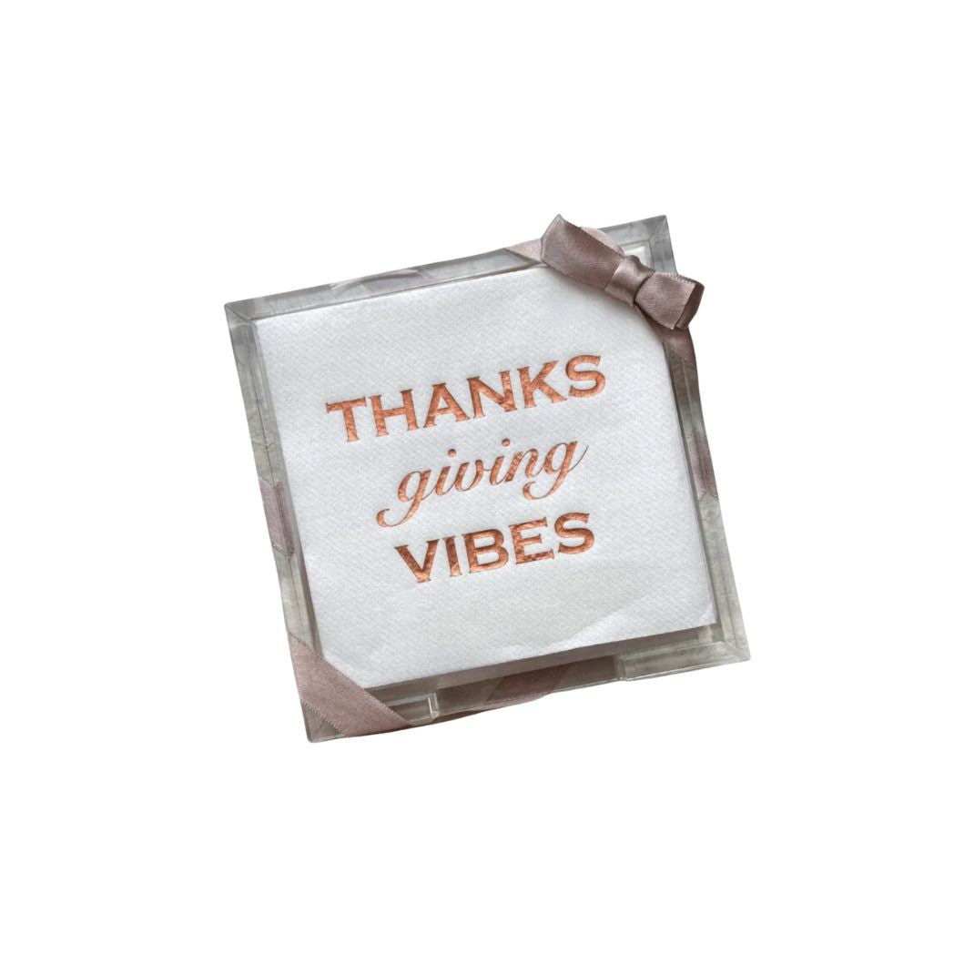 Acrylic Cocktail Napkin Hostess Set with 'Thanks Giving Vibes'