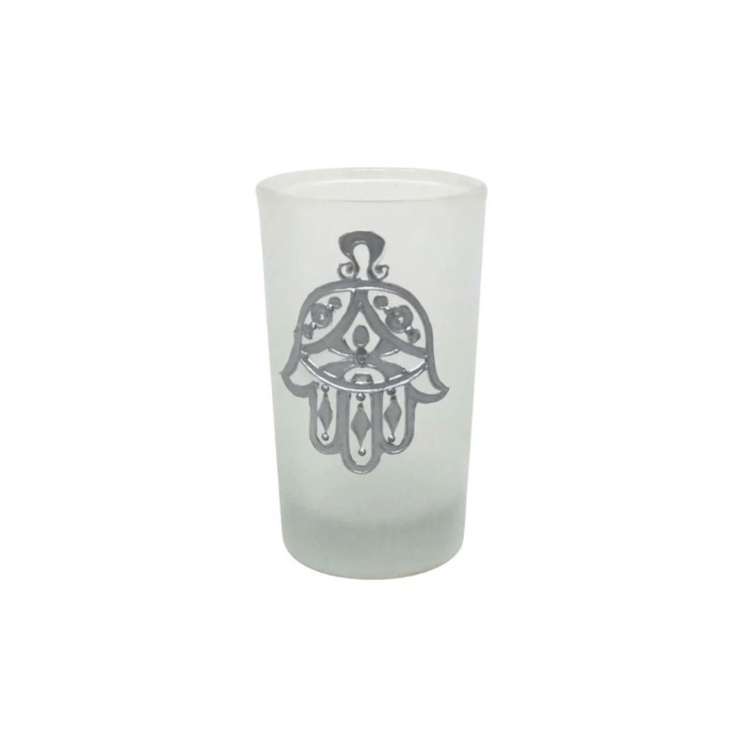 Hand Painted Hamsa Frosted Glasses - Set of 6