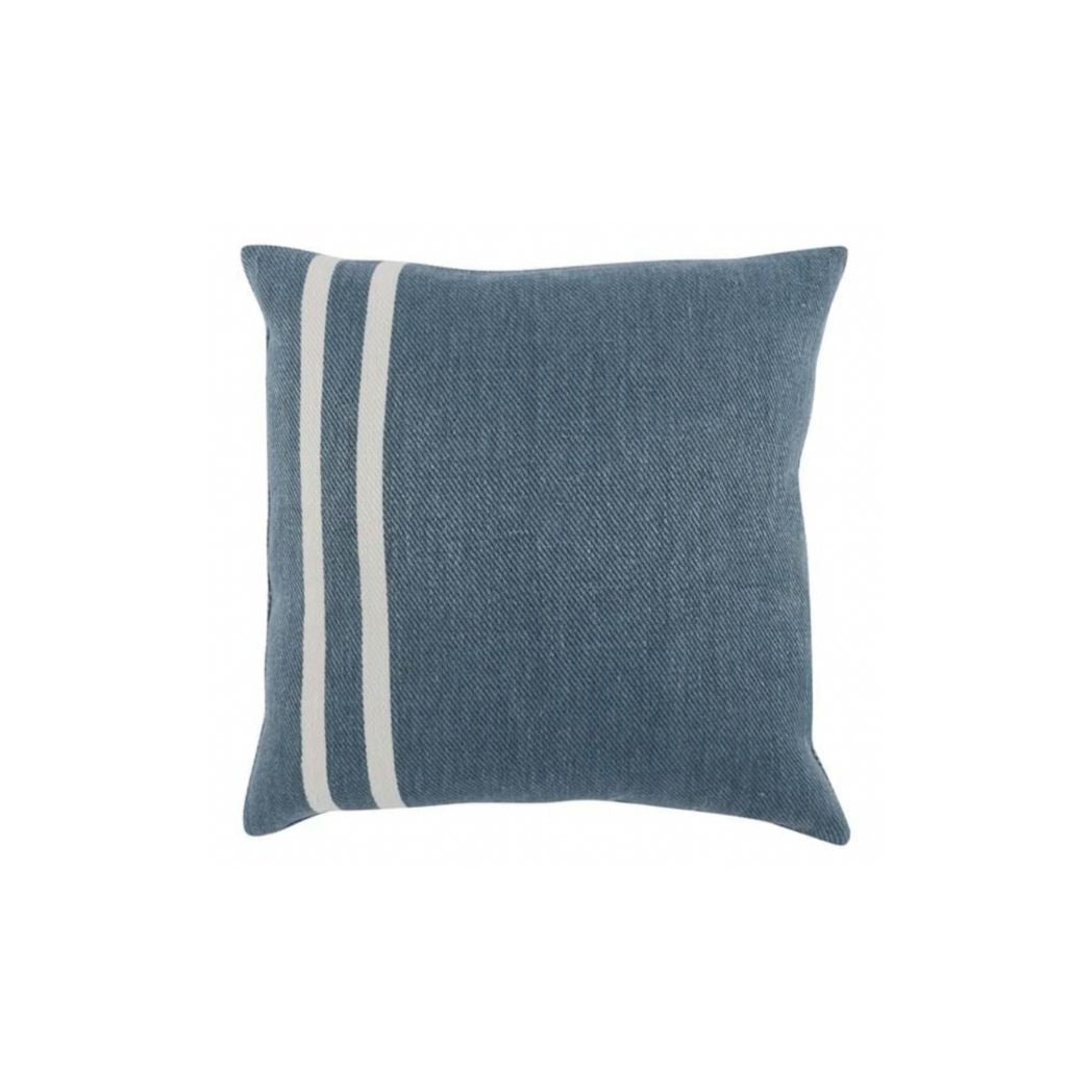 Blue Two White Stripe Pillow 20 x 20