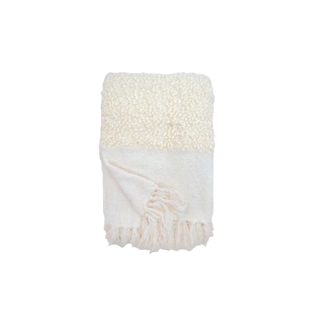 Ivory Boucle Oversized Throw