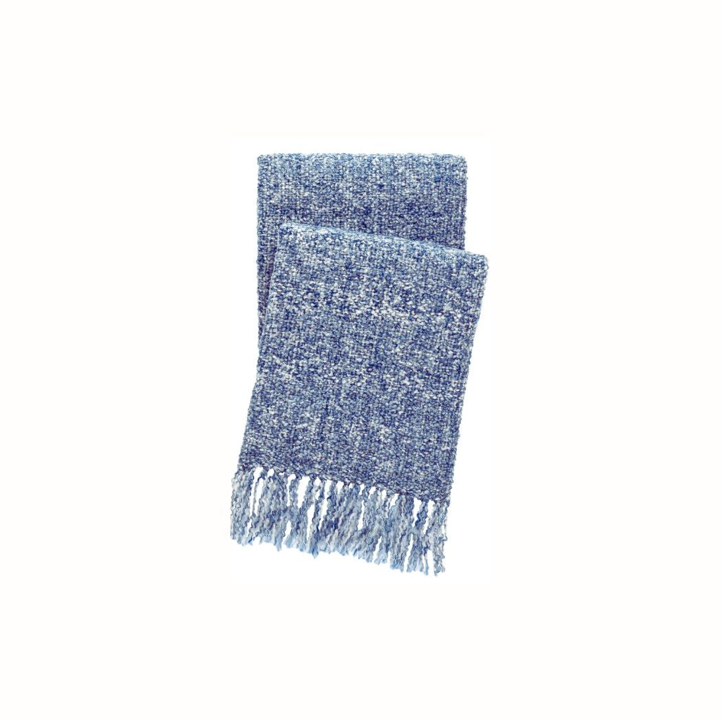 Navy Boucle Indoor/ Outdoor Throw