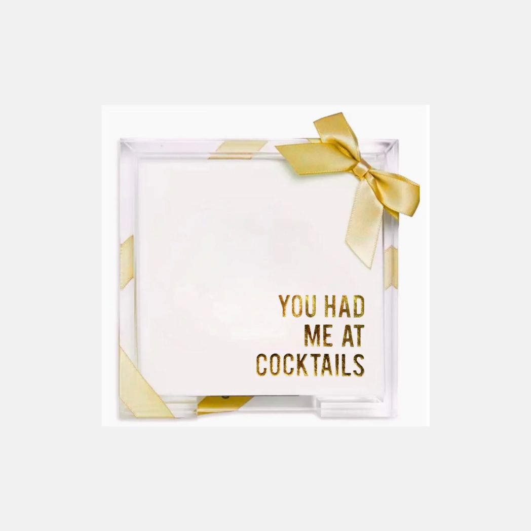 Cocktail Napkins in Acrylic Tray