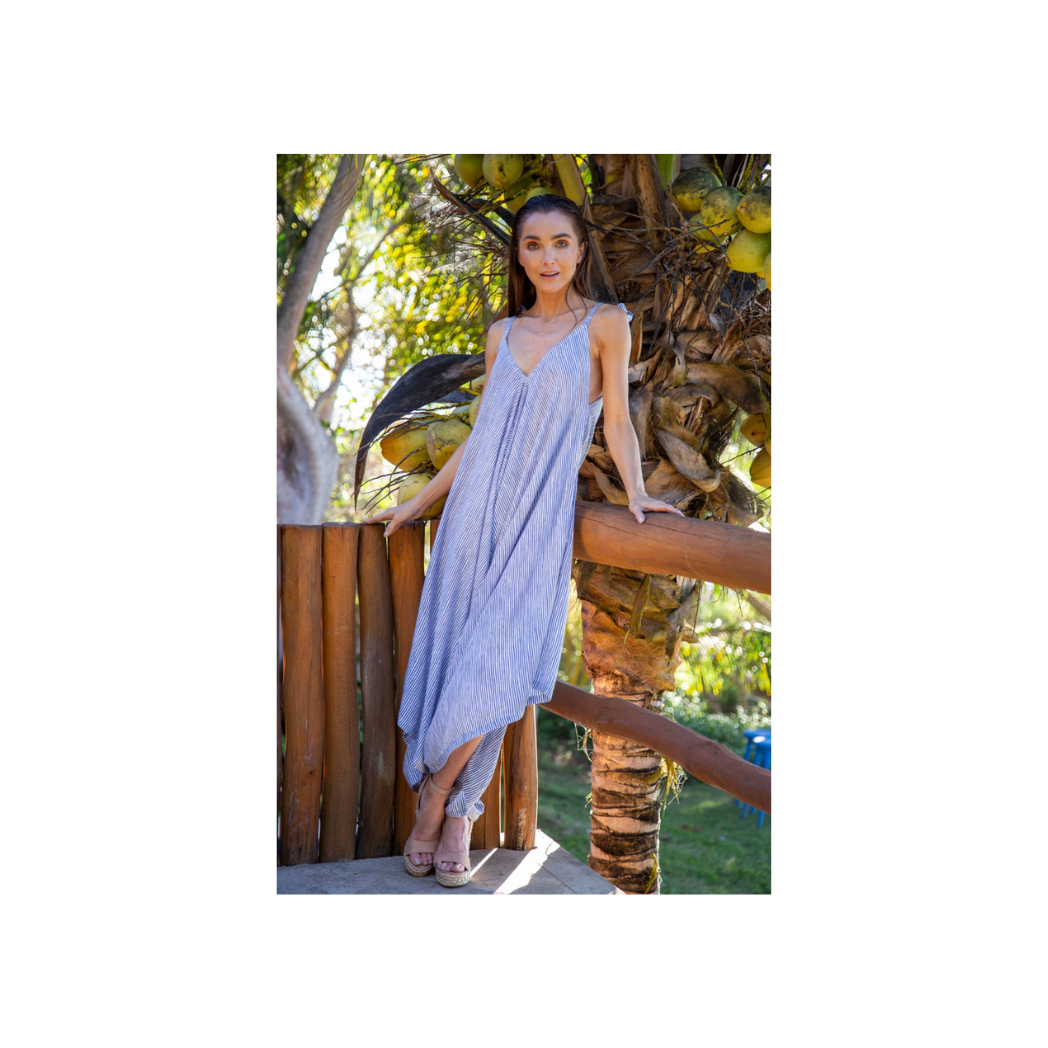 Summer Jumpsuit in Mustique Grey Stripe