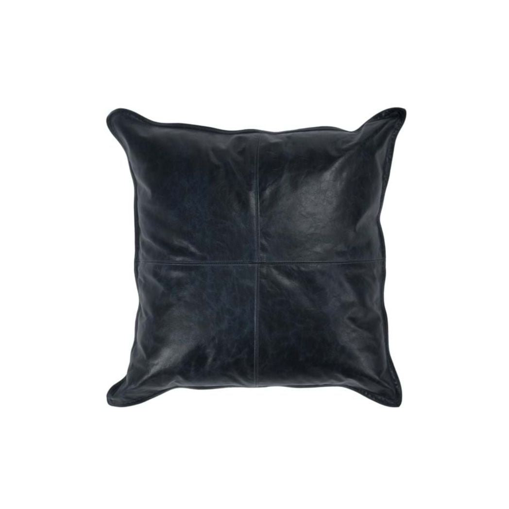 Navy Blue Leather Throw Pillow