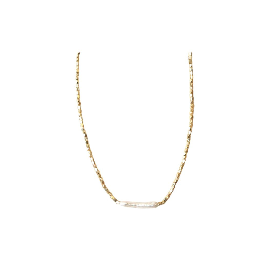 Beaded Pearl Bar Choker Necklace