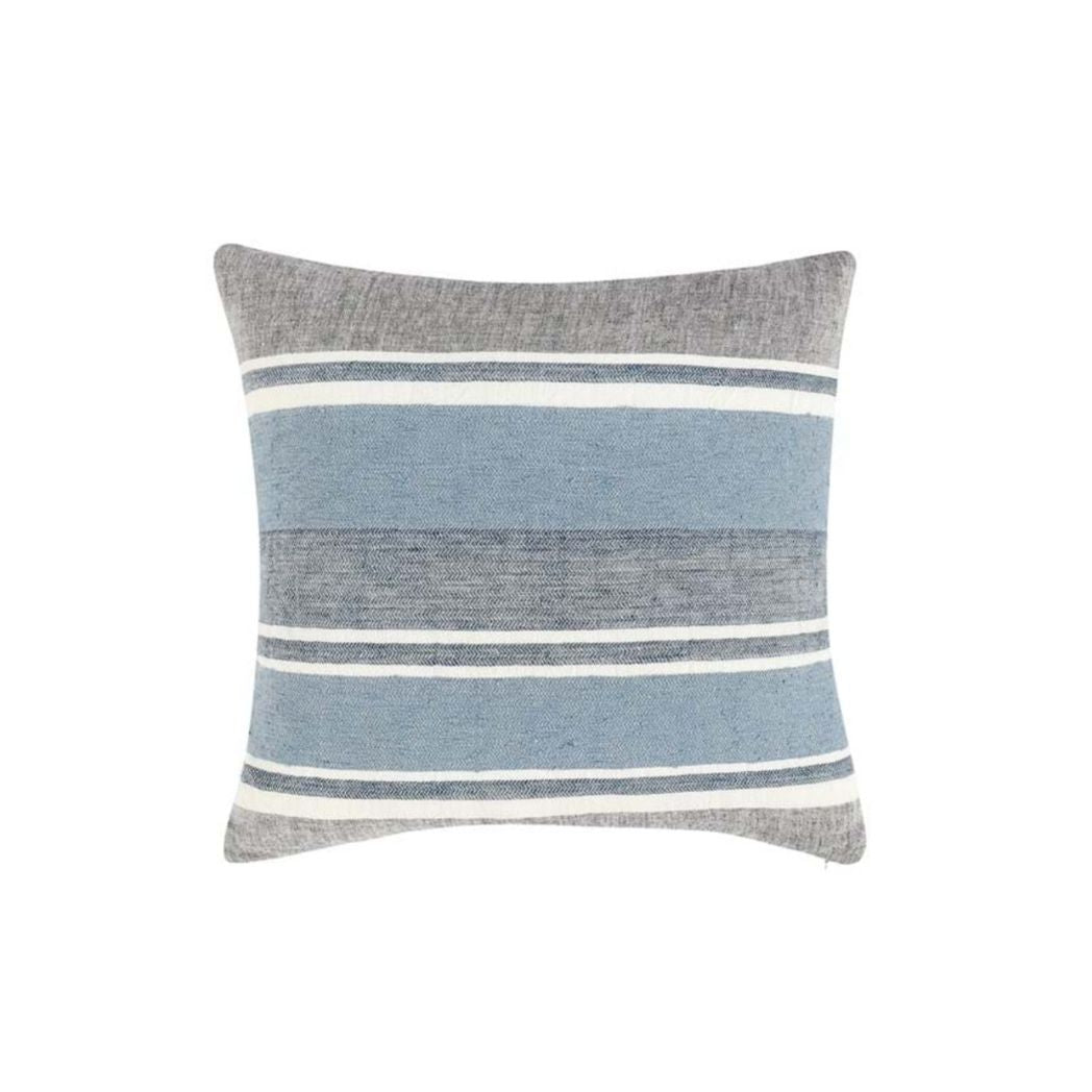 Blue Gray and White Stripe Throw Pillow