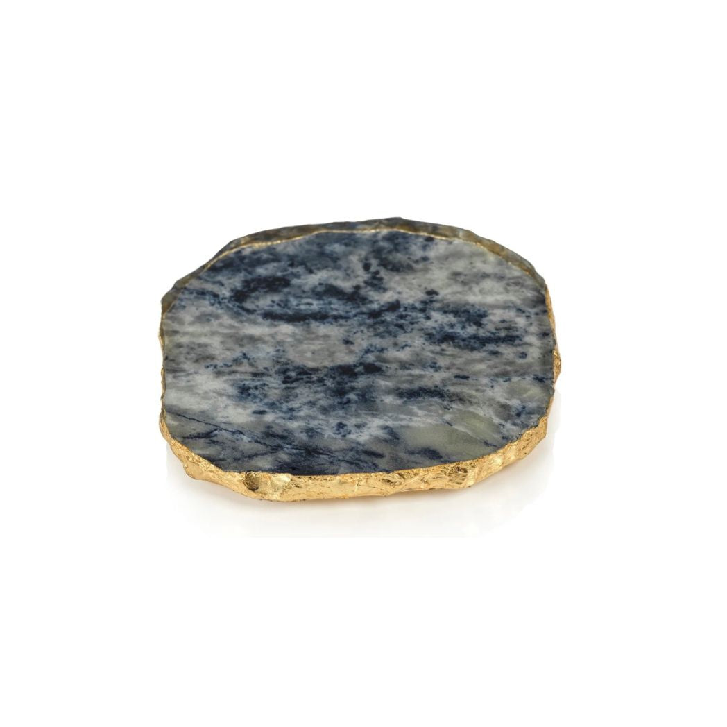 Gold Edged Agate Marble Coasters- Set of 4 (Available in 2 Colors)