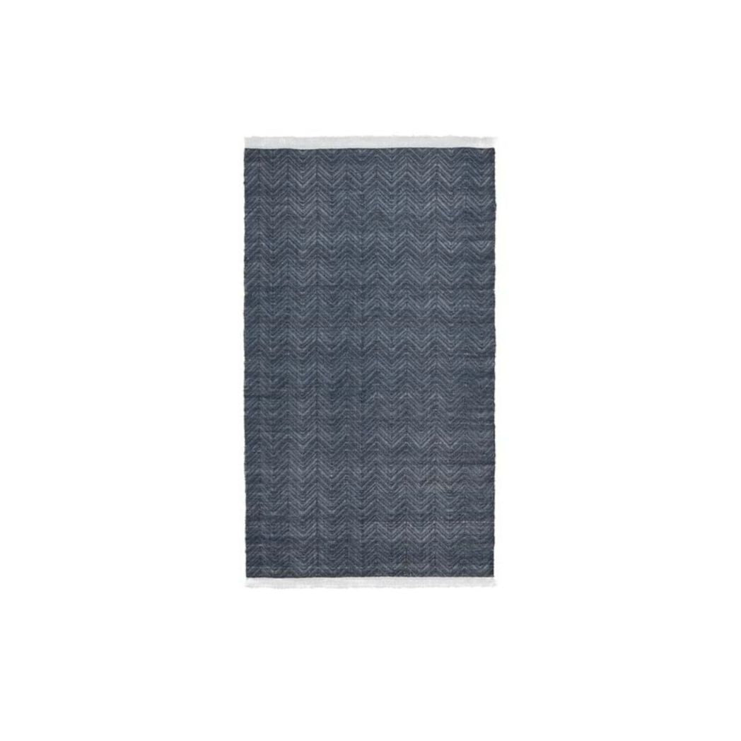 Navy Blue Herringbone Indoor/Outdoor Rug