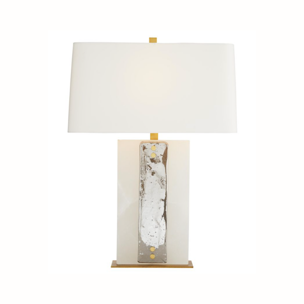 Alabaster & Smokey Luster Glass Lamp