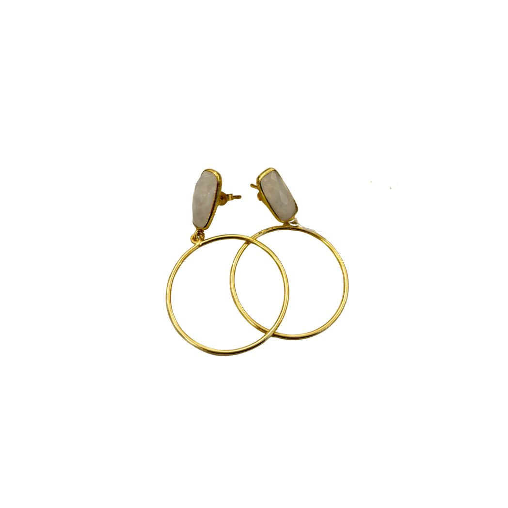 Moonstone Bar Hoop Earring