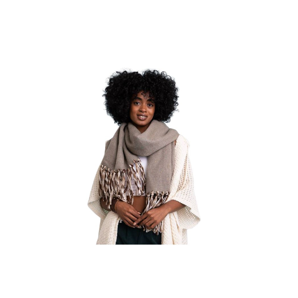 Speckle Frayed Border Bohemian Scarf