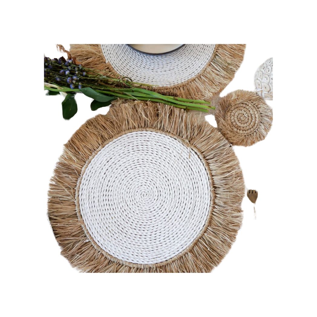 Raffia Fringe Placemats- Set of 4