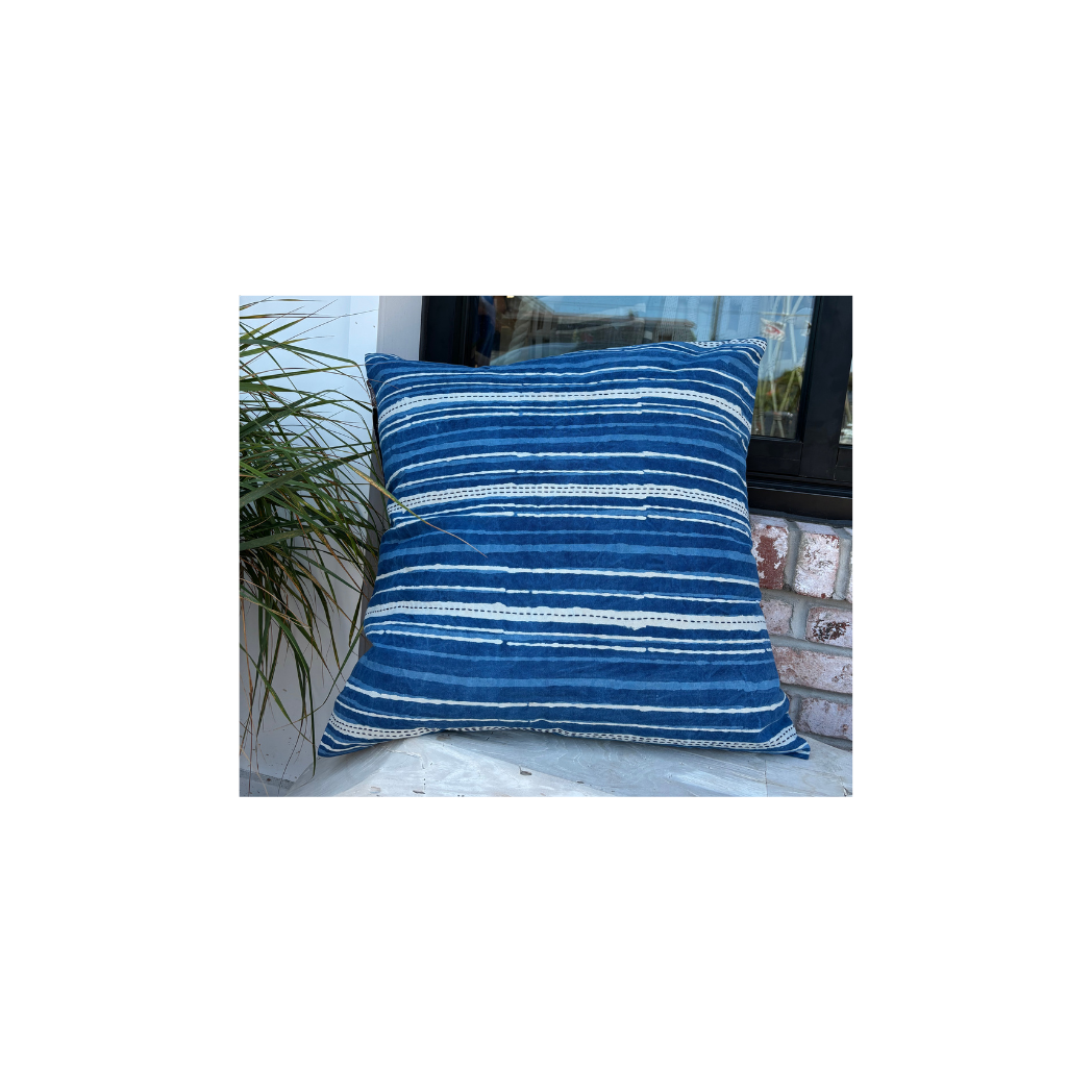 Indigo Striped Pillow