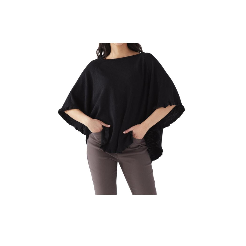 Ruffled Sweater Poncho (Available in 2 Colors)