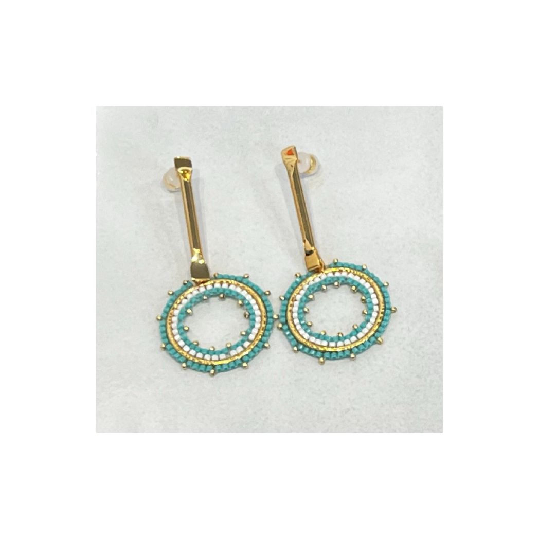 Gold Beaded Circle Drop Earrings (Available in 4 Colors)