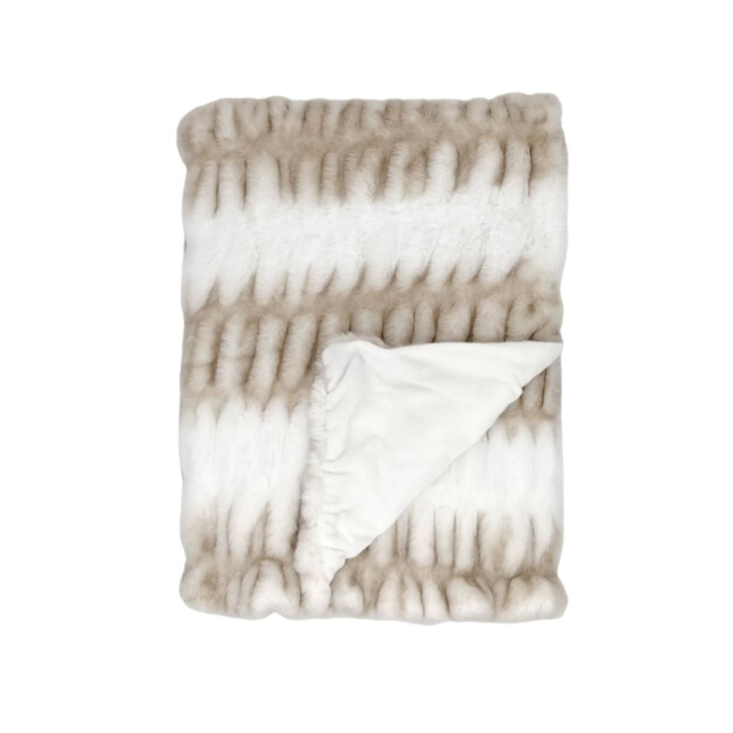 Ruched Faux Fur Cozy Throw Blanket