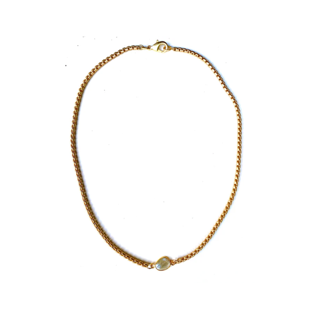 Gold Venetian Chain with Stone (Available in 2 Styles)