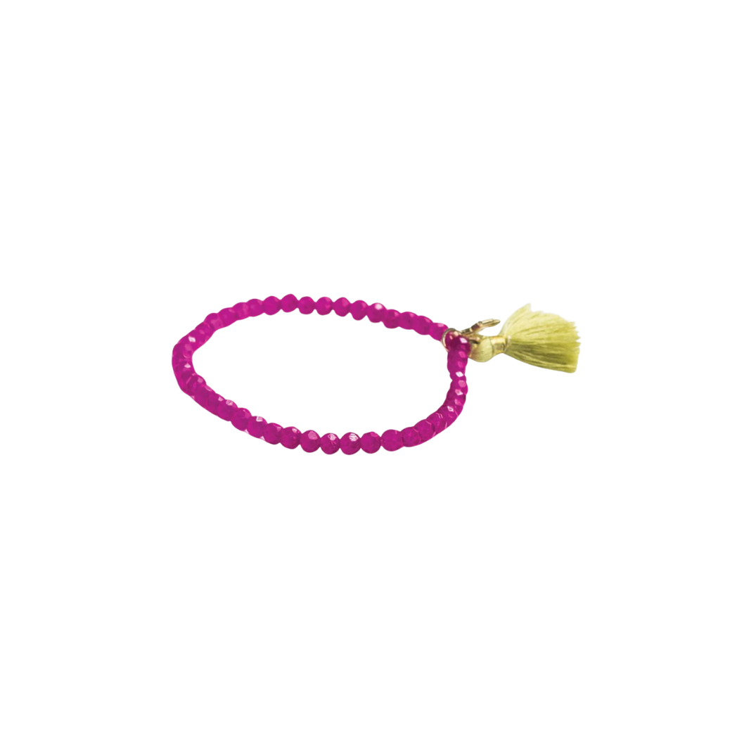Game Day Crystal Stretch Bracelet With Tassel