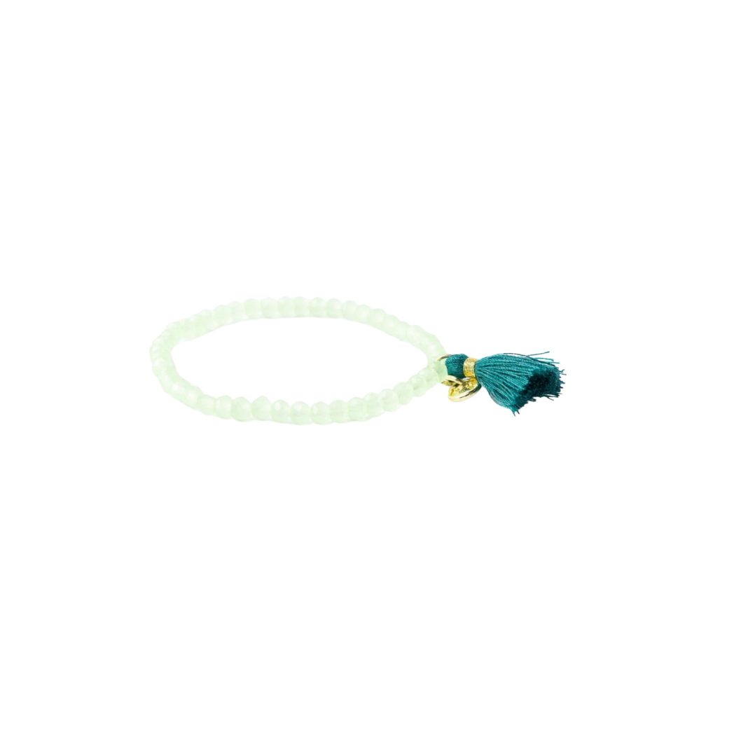 Game Day Crystal Stretch Bracelet With Tassel
