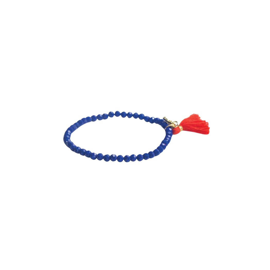 Game Day Crystal Stretch Bracelet With Tassel