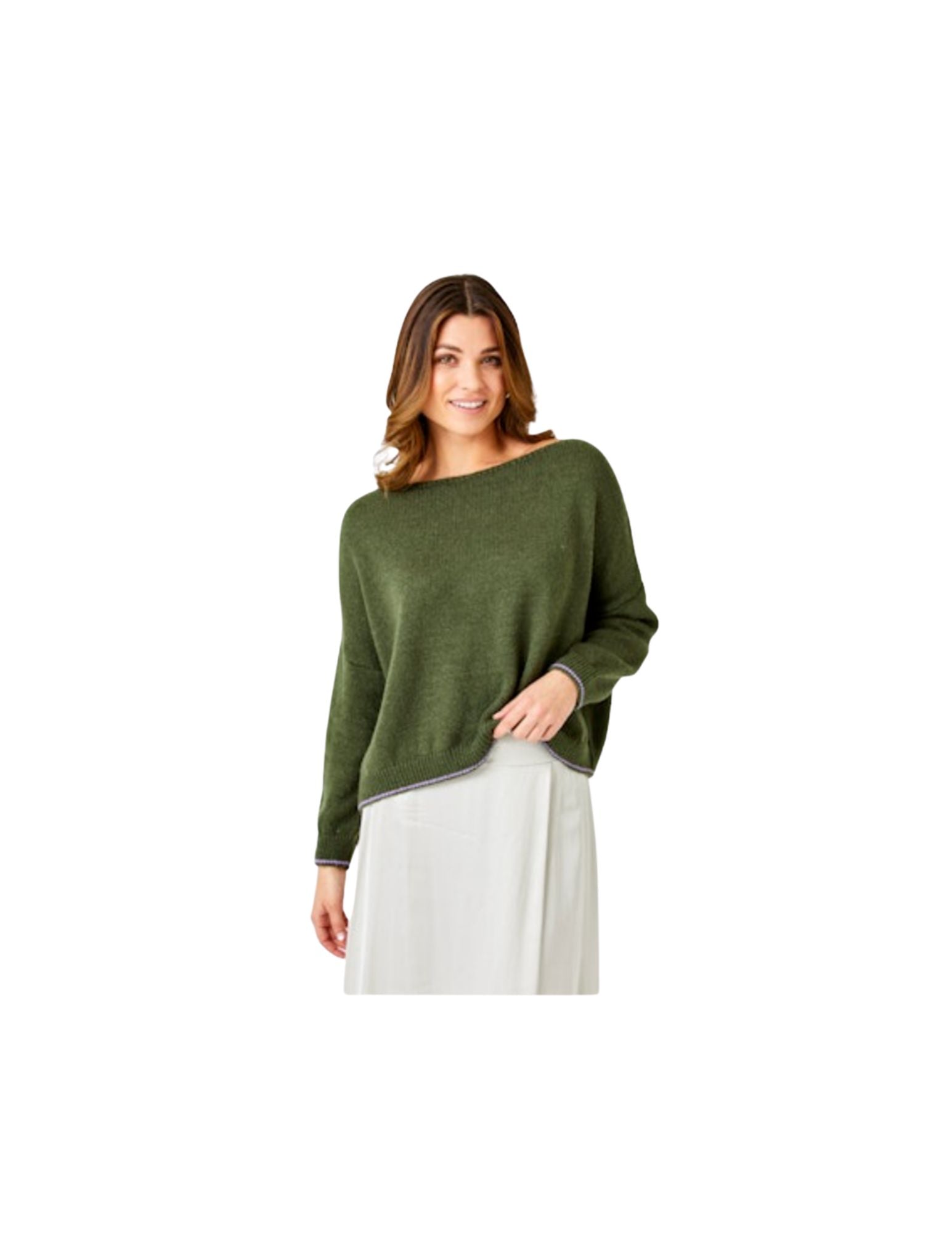 Lauretta Fluffy Oversized Knit With Contrast Trim