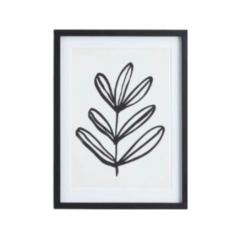Black and White Sketched Leaf Prints