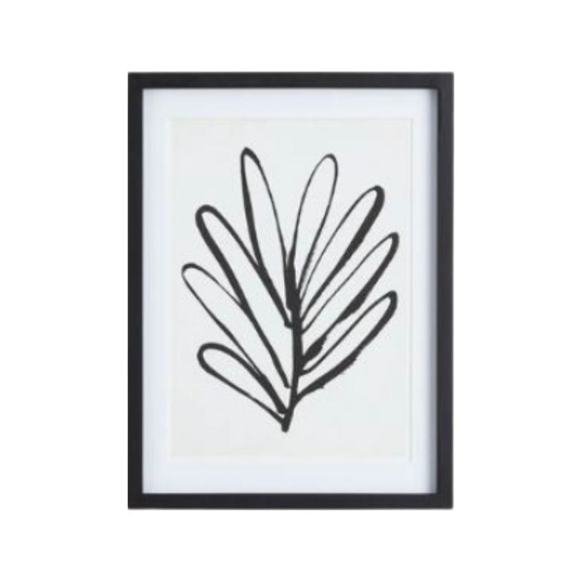 Black and White Sketched Leaf Prints