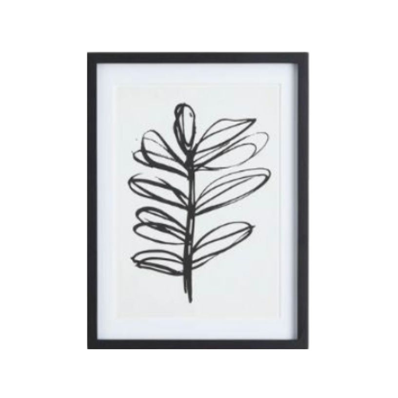 Black and White Sketched Leaf Prints