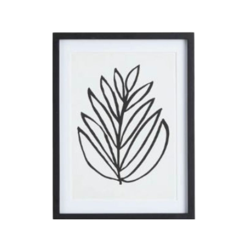 Black and White Sketched Leaf Prints