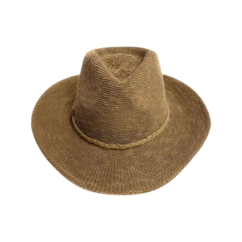 Cotton Blend Fedora Cowboy Brim Hat