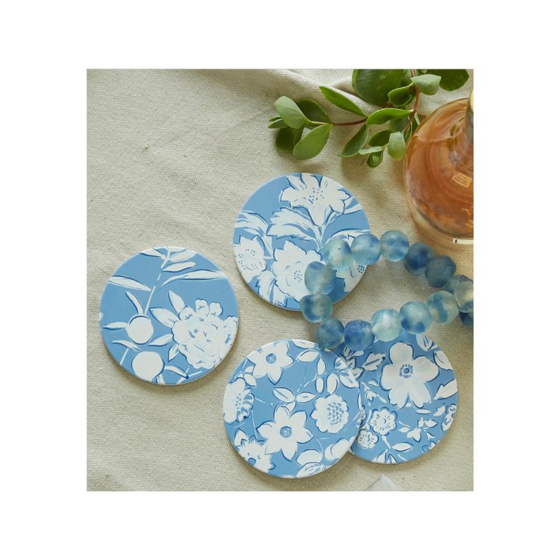 Floral Periwinkle Stone Coasters