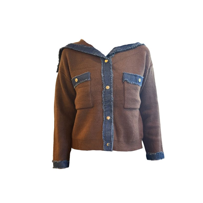 Denim Contrast Knit Jacket (3 Available Colors)