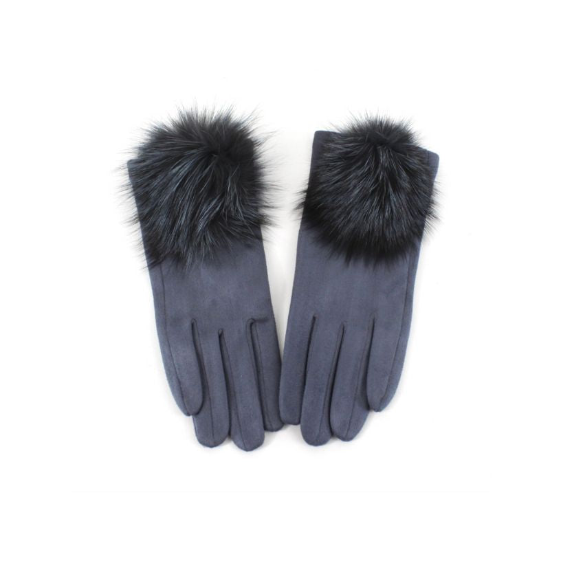 Furry Pom Pom Touchscreen Gloves (Available in 3 Colors)