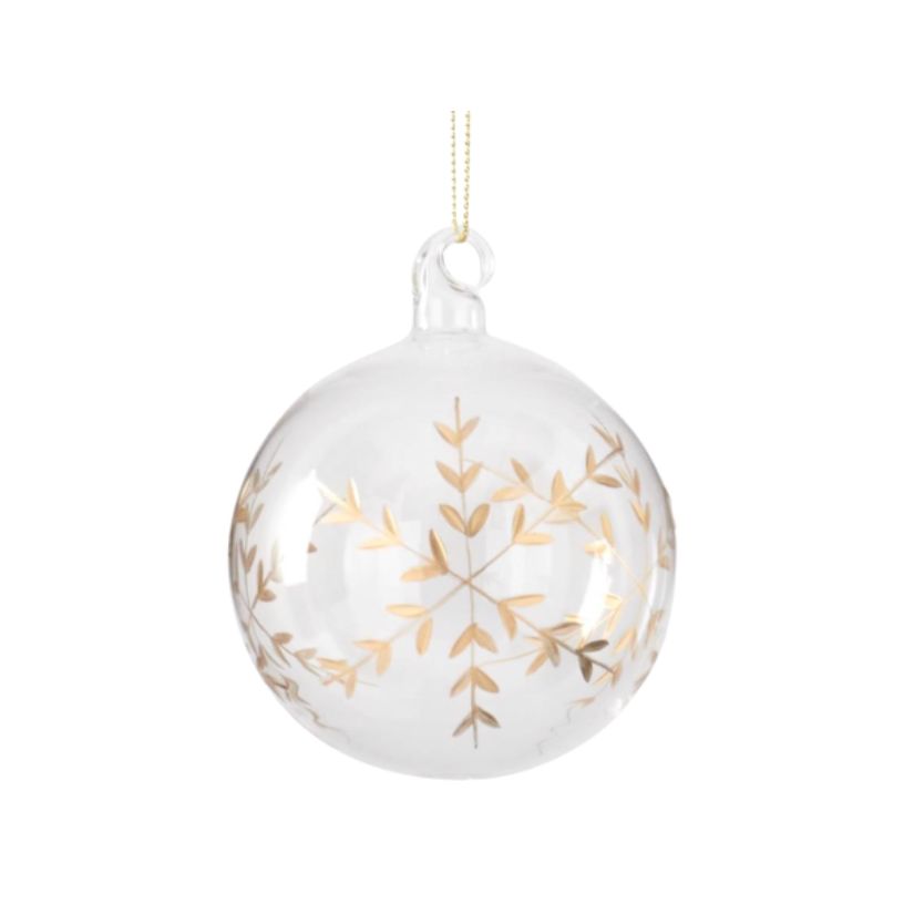 Clear Glass Gold Etched Snowflake Ornament – 3 Styles
