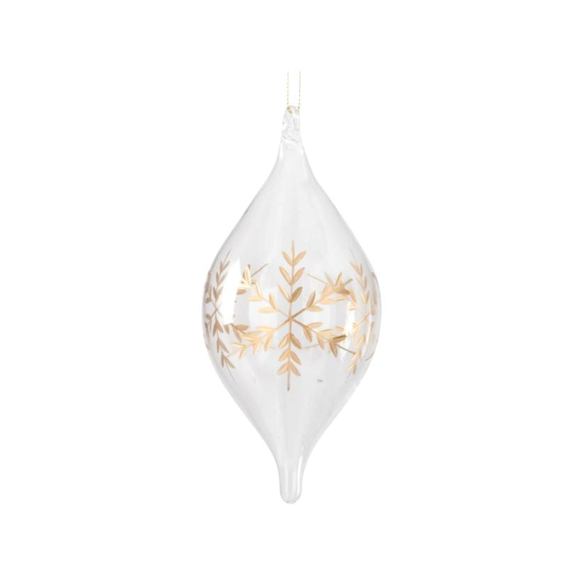 Clear Glass Gold Etched Snowflake Ornament – 3 Styles