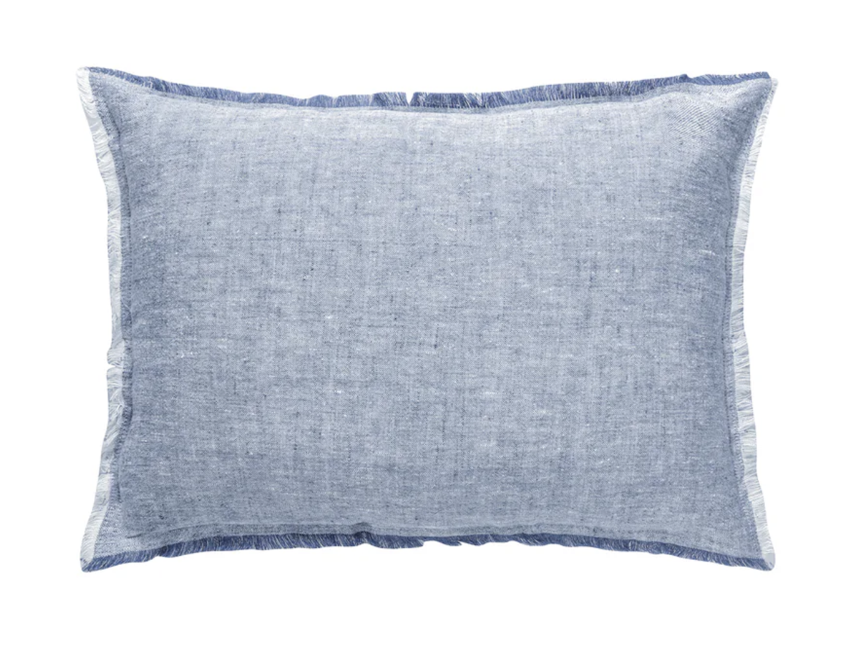 Chambray Blue So Soft Linen Lumbar Pillow