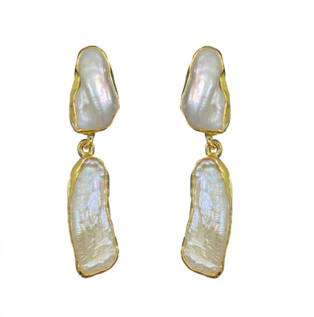 Gold Mother of Pearl Drop Earrings