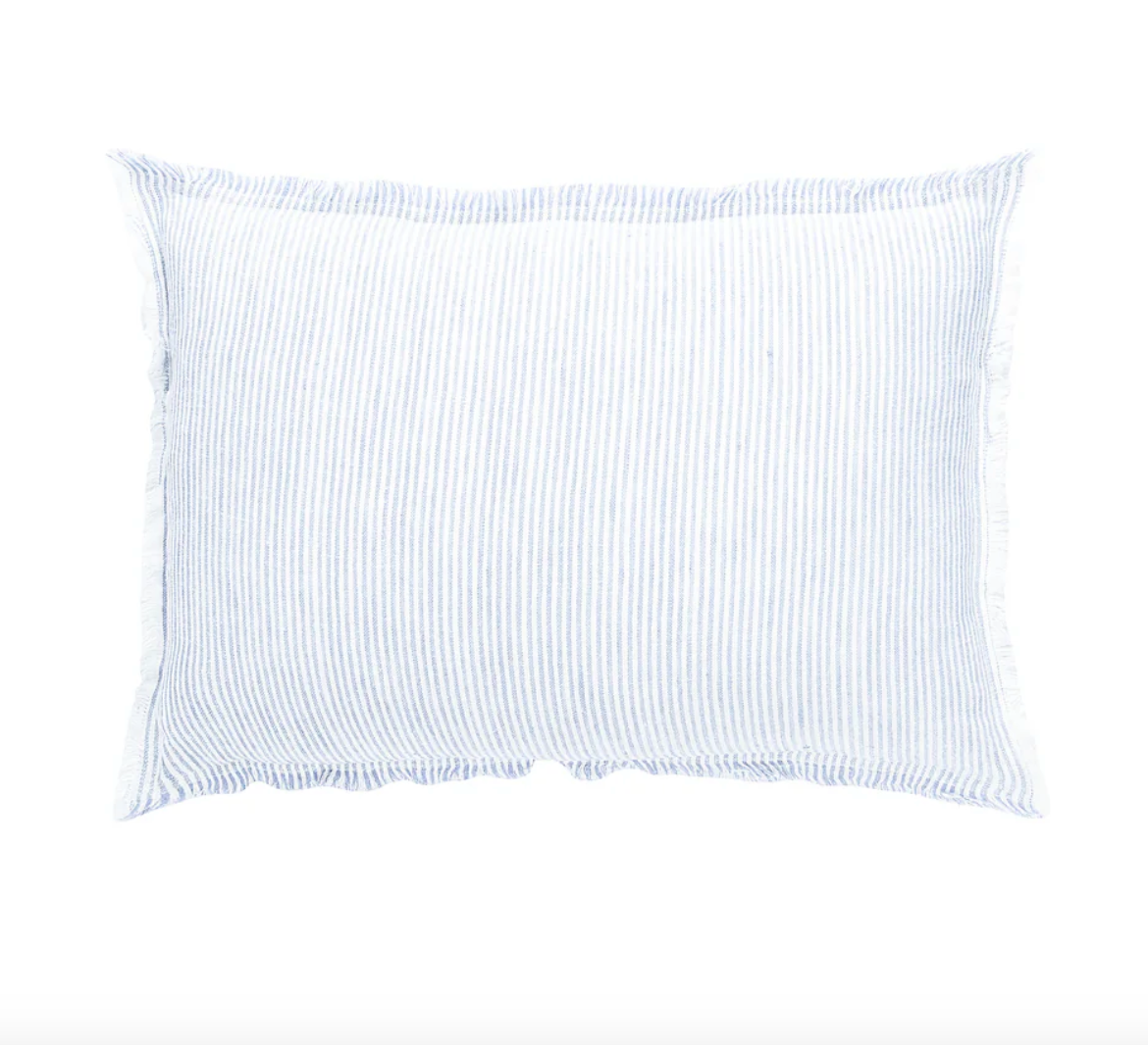 Sky blue Pinstripe Linen pillow