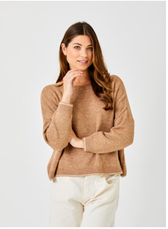 Lauretta Fluffy Oversized Knit With Contrast Trim