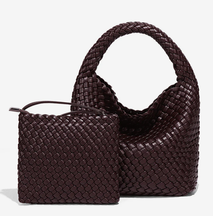 Woven Mini Handle Tote with Matching Pouch