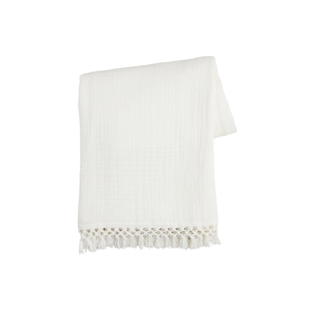 Macrame Border Throw Blanket