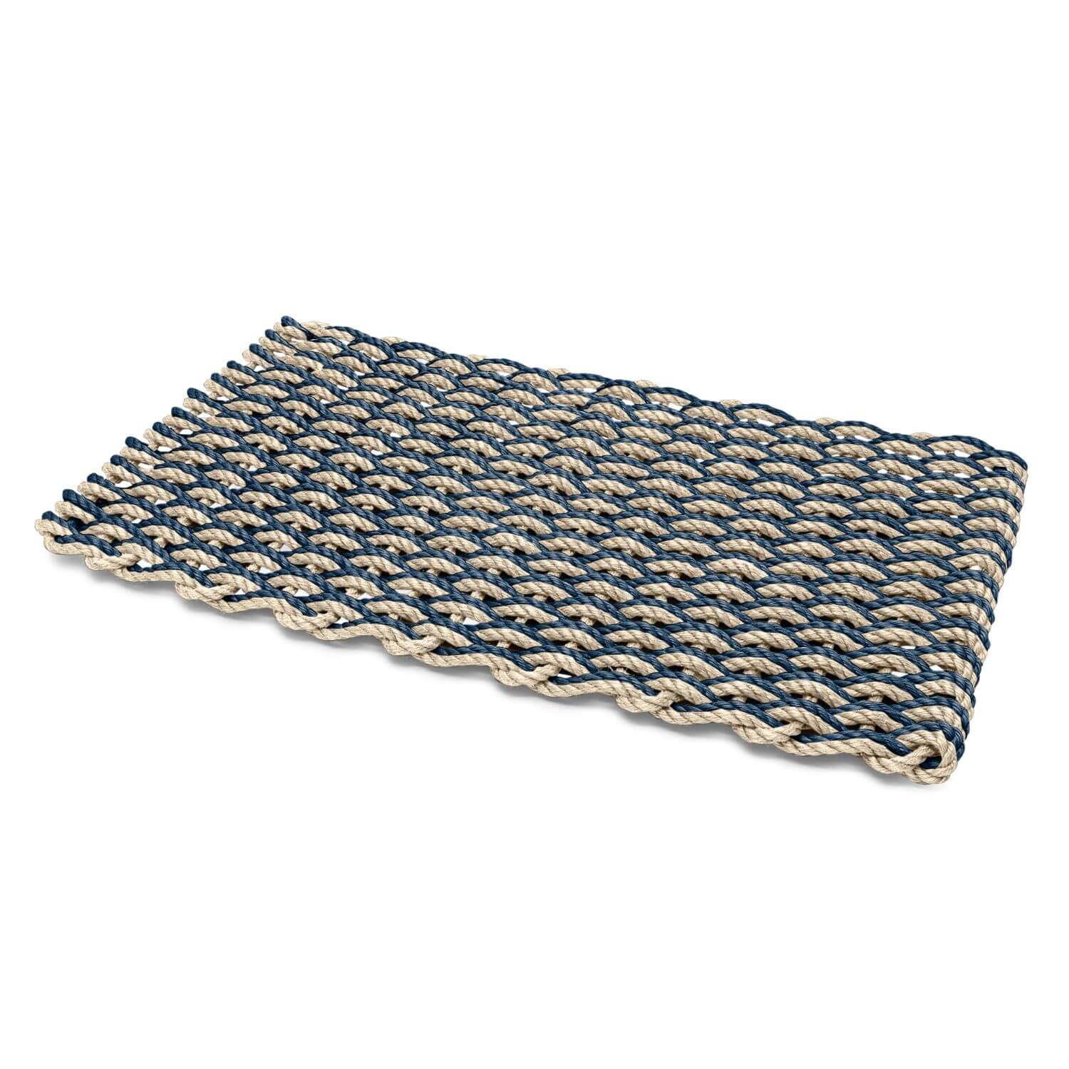 Rope Outdoor Doormat: Navy & Light Tan Double Weave